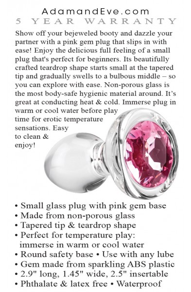 Pink Gem Glass Plug - Small - Pink