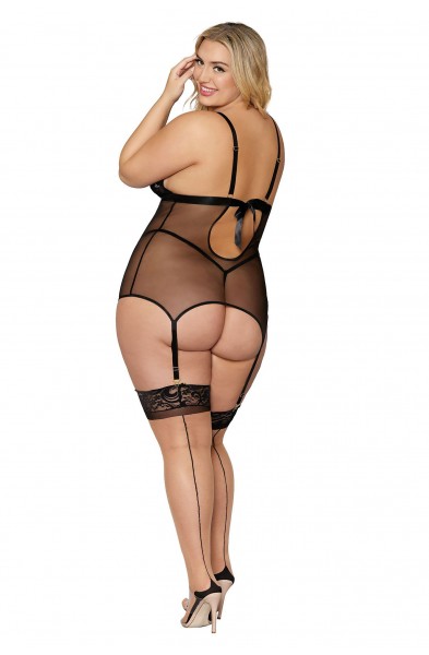 Garter Slip and G-String - Queen Size - Black
