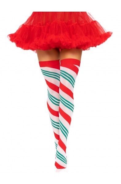 Holiday Ribbon Thigh High - Swirl