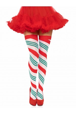 Holiday Ribbon Thigh High - Swirl