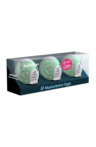 3 Pc Set Masturbator Egg - Riffle - Light Green
