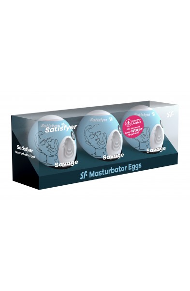 3 Pc Set Masturbator Egg - Savage - Blue