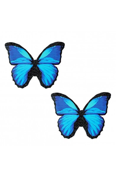 Beautiful Blue Black Glitter Butterfly Nipple  Cover Pasties