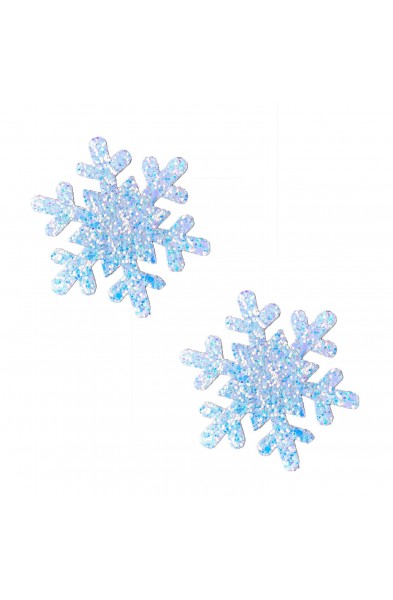 Super Sparkle White Chunky Glitter Snowflake  Nipple Cover Pasties