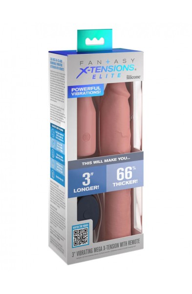 Fantasy X-Tensions Elite 9 Inch Sleeve Vibrating  3 Inch Plug With Remote - Light