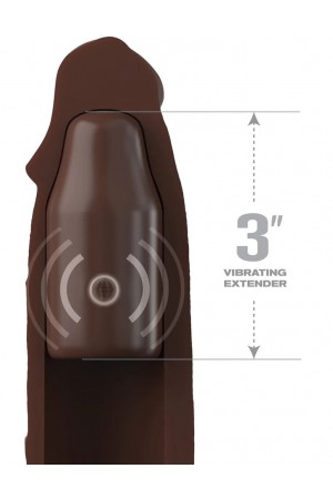 Fantasy X-Tensions Elite 9 Inch Sleeve Vibrating  3 Inch Plug With Remote - Brown