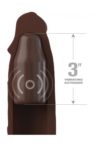 Fantasy X-Tensions Elite 9 Inch Sleeve Vibrating  3 Inch Plug With Remote - Brown
