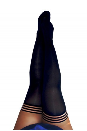 Danielle - Black Opaque Thigh High - Size D -  Black