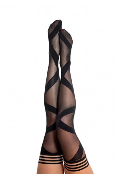 Jackie - Semi Sheer Thigh High - Size a - Black