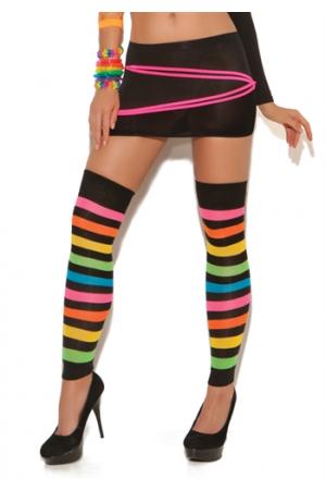 Neon Stripped Leg Warmers - One Size