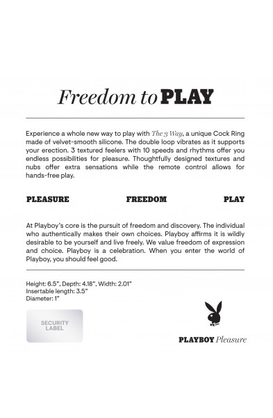 Playboy Pleasure - the 3 Way - Cock Ring - Black