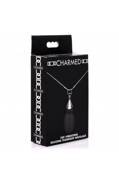 10x Vibrating Silicone Teardrop Necklace - Black