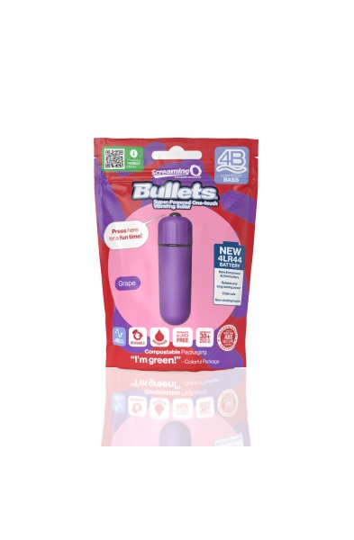 Screaming O 4b - Bullet - Super Powered One Touch  Vibrating Bullet - Grape