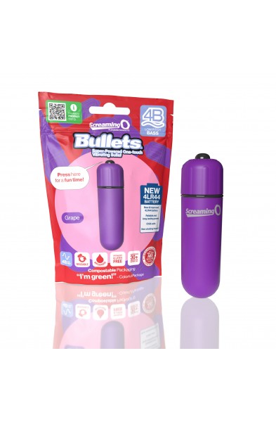 Screaming O 4b - Bullet - Super Powered One Touch  Vibrating Bullet - Grape