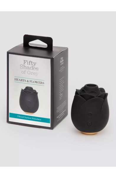 Fifty Shades of Grey Black Rose Silicone Clitoral Suction Stimulator - Black