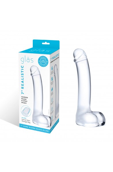 7 Inch Realistic Curved Glass G-Spot Dildo - Clear