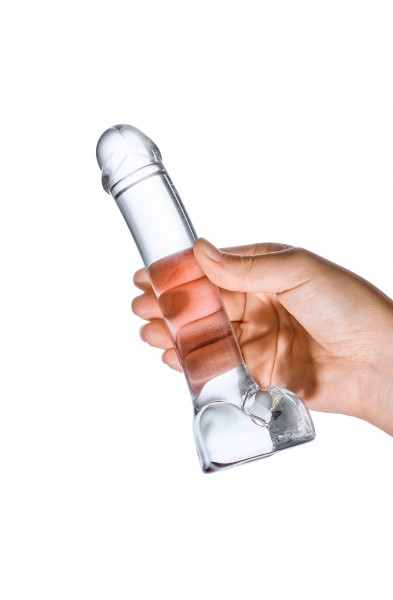 7 Inch Realistic Curved Glass G-Spot Dildo - Clear