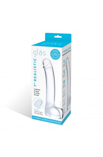 7 Inch Realistic Curved Glass G-Spot Dildo - Clear