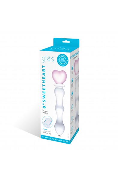 8 Inch Sweetheart Glass Dildo - Pink/clear