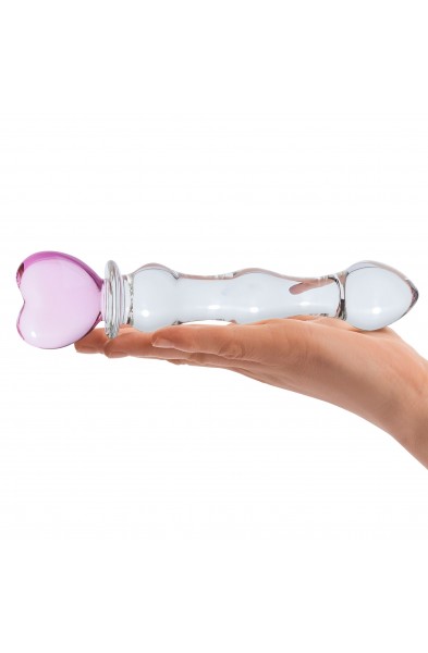 8 Inch Sweetheart Glass Dildo - Pink/clear