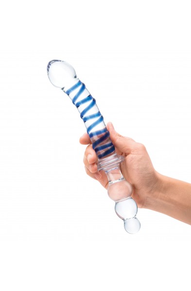 10 Inch Twister Dual-Ended Dildo - Clear/blue