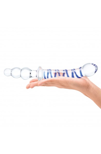 10 Inch Twister Dual-Ended Dildo - Clear/blue