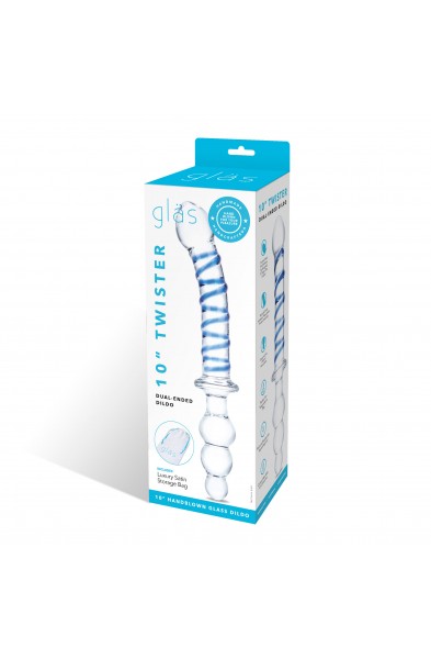 10 Inch Twister Dual-Ended Dildo - Clear/blue