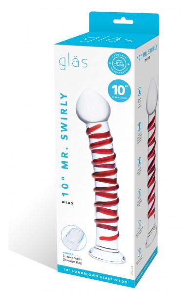 10 Inch Mr. Swirly Dildo - Red/clear