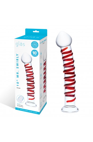 10 Inch Mr. Swirly Dildo - Red/clear