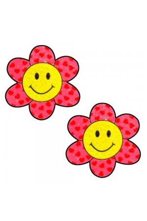 Freaking Awesome Smiley Flower Power Glitter  Nipple Cover Pasties