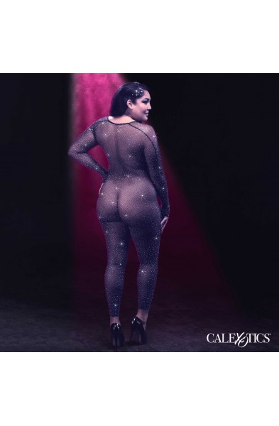 Radiance Crotchless Full Body Suit - Queen - Black