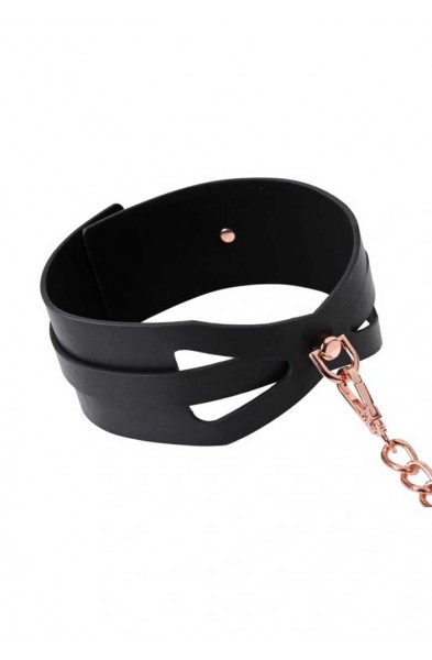 Brat Collar and Leash - Black / Rose Gold
