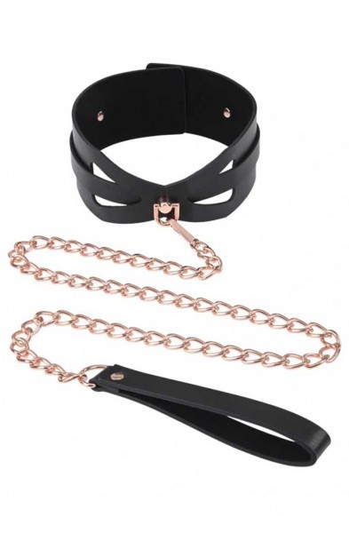 Brat Collar and Leash - Black / Rose Gold