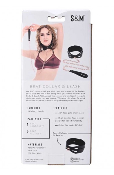Brat Collar and Leash - Black / Rose Gold