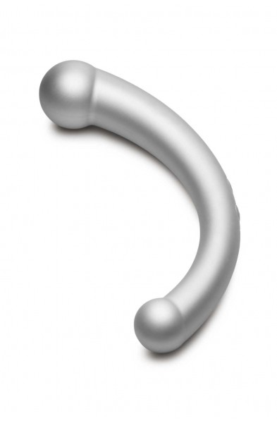 10x Vibra-Crescent Silicone Dual Ended Dildo -  Silver