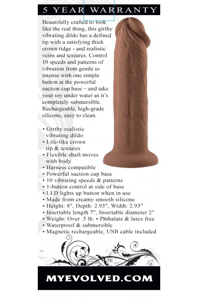 7 Inch Girthy Vibrating Dong - Dark
