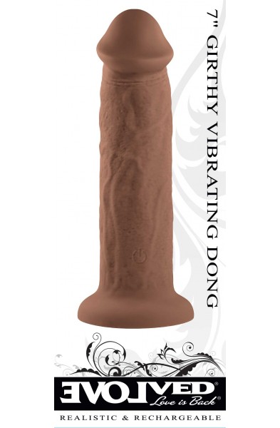7 Inch Girthy Vibrating Dong - Dark