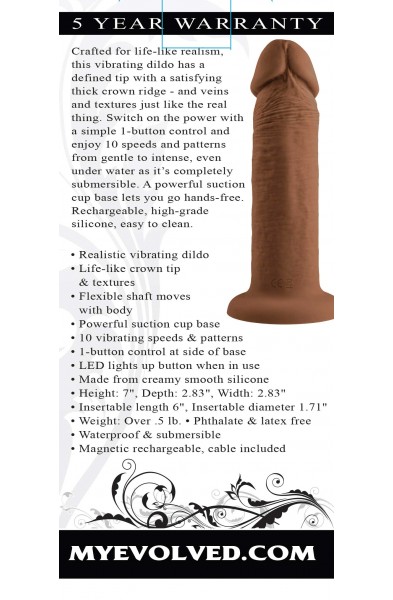 6 Inch Girthy Vibrating Dong - Dark