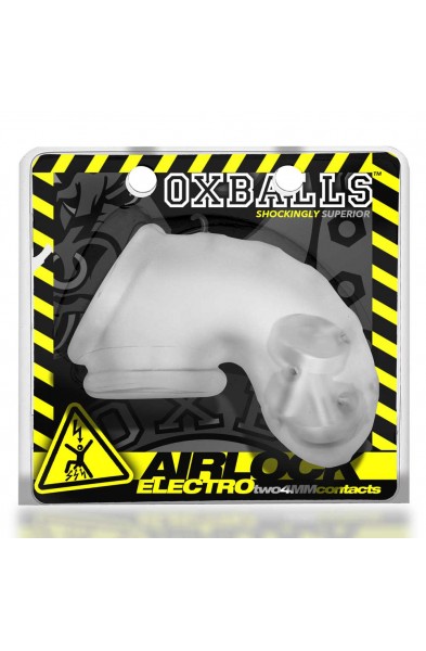 Airlock Electro Air-Lite Vented Chastity With Two  4mm Contacts - Clear Ice