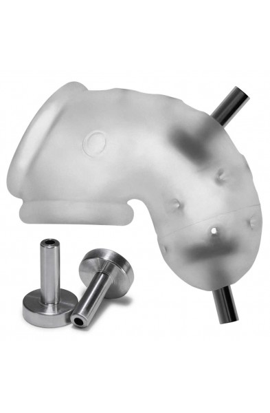 Airlock Electro Air-Lite Vented Chastity With Two  4mm Contacts - Clear Ice