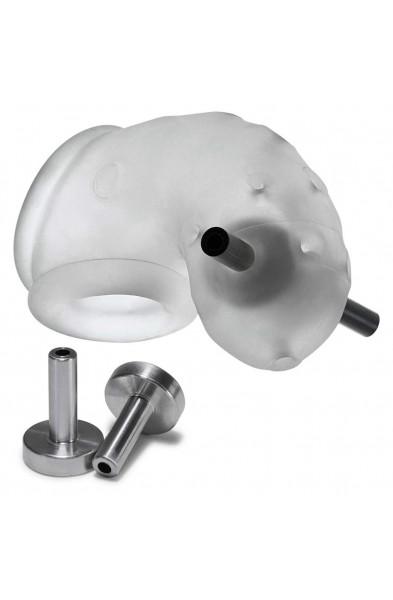 Airlock Electro Air-Lite Vented Chastity With Two  4mm Contacts - Clear Ice