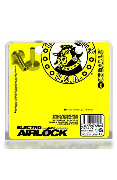 Airlock Electro Air-Lite Vented Chastity With Two  4mm Contacts - Clear Ice
