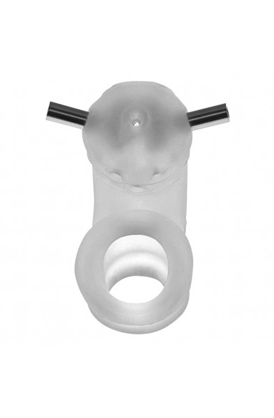 Airlock Electro Air-Lite Vented Chastity With Two  4mm Contacts - Clear Ice