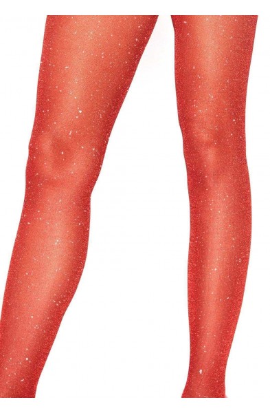 Lurex Shimmer Tights - One Size - Red