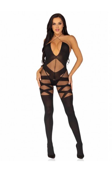 Feels Like Love Opaque Bodystocking - One Size -  Black