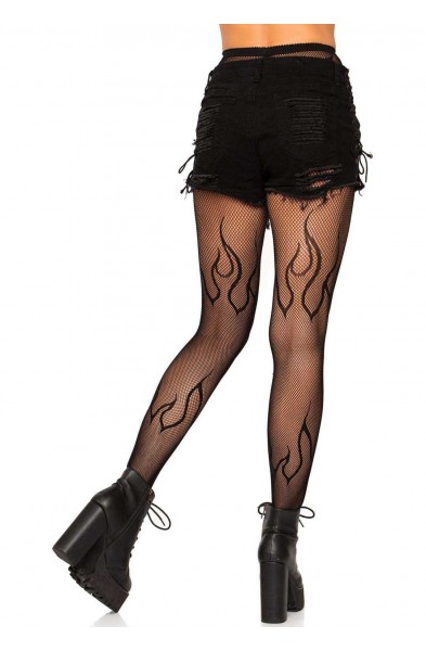 Flame Net Tights - One Size - Black