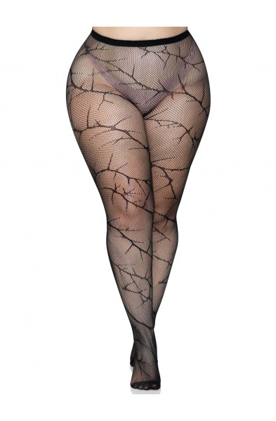 Cracked Fishnet Tights - 1x/2x - Black