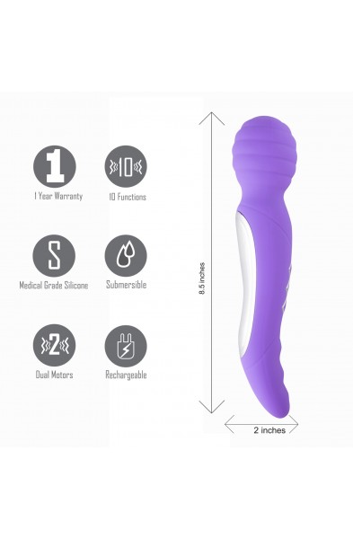 Zoe Twisty Dual Vibrating Pleasure Wand - Purple