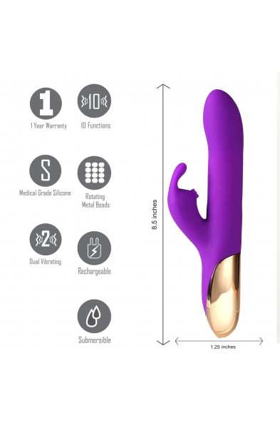 Karlin USB Rechargeable 10-Function Rabbit Vibrator - Purple