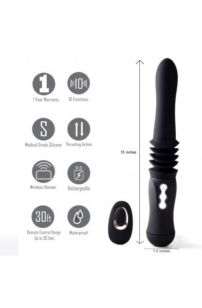 Max Silicone Thrusting Portable Love Machine -  Black
